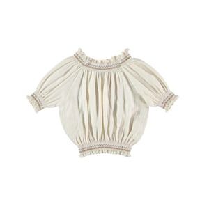NWT Liilu Smock Blouse Cru Natural Sz 8-10